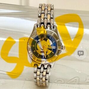 SOLD.Authentic Disney Mickey Mouse two tone stainless steel watch with blue dial